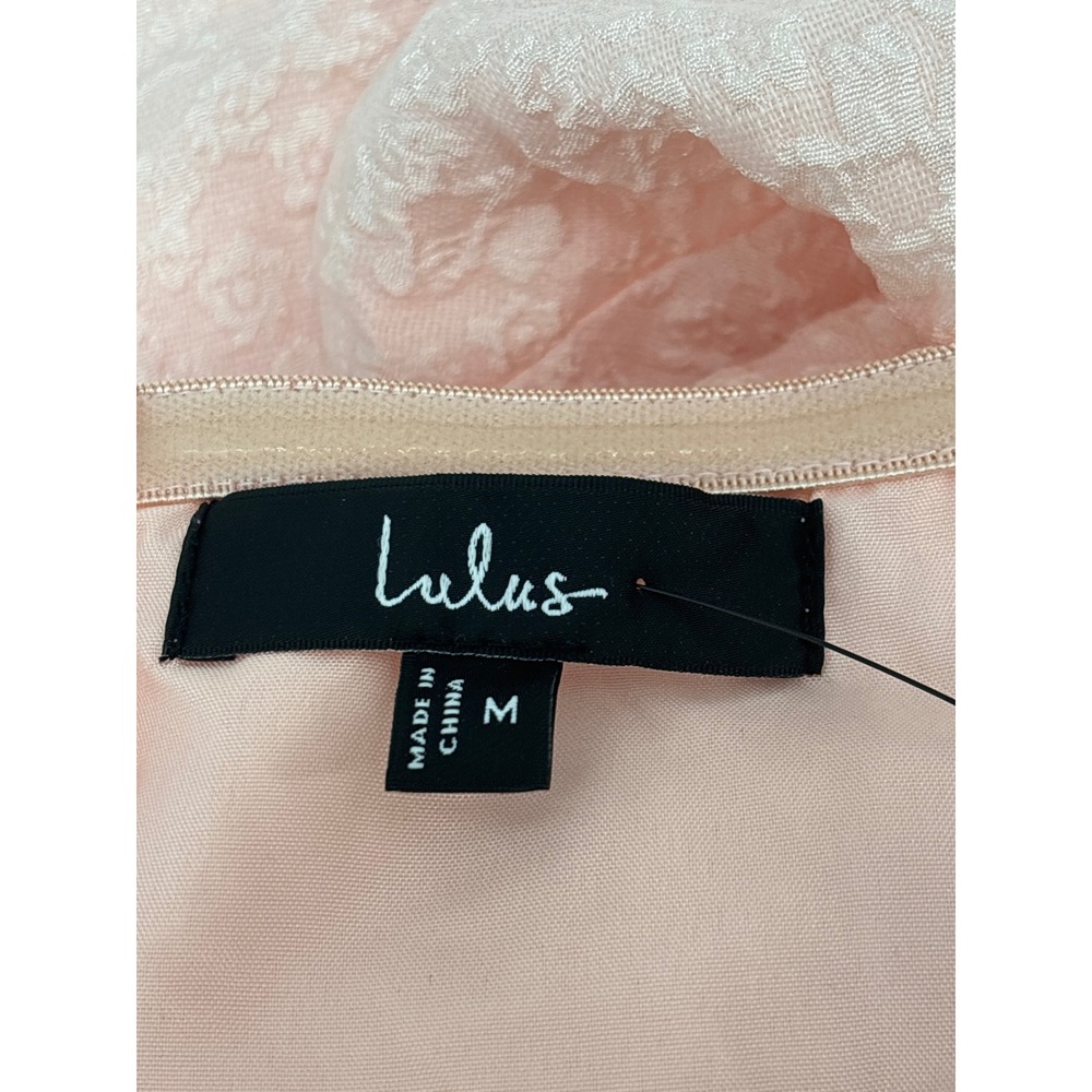 Lulus Truly Marvelous Pink Jacquard Strapless Tiered Midi Dress Bow Belt Size M - Picture 8 of 12